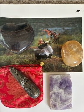 Four Piece Crystal Gift Box Silver Leaf Jasper💛 Golden Healer, Pyrite, Amethyst
